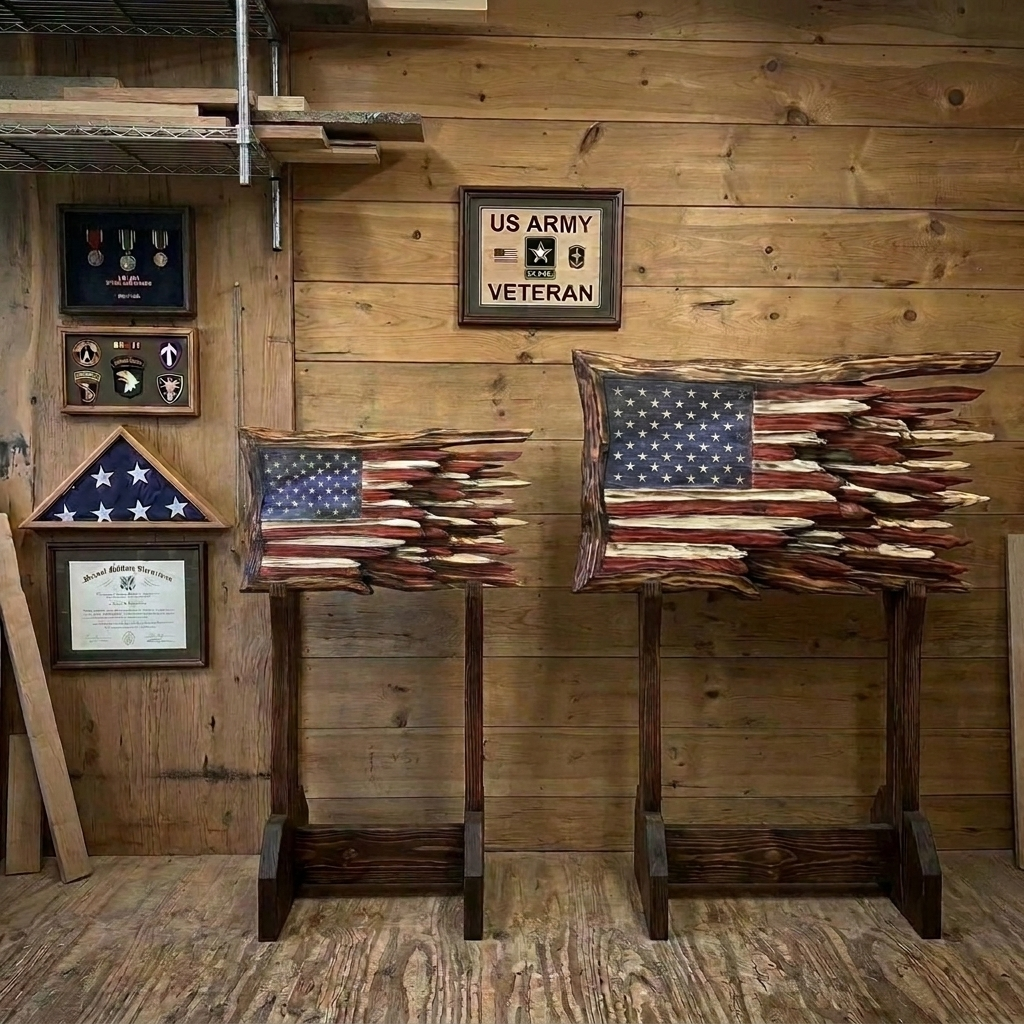 HandMade Wooden American Flag