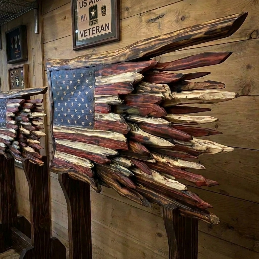 HandMade Wooden American Flag